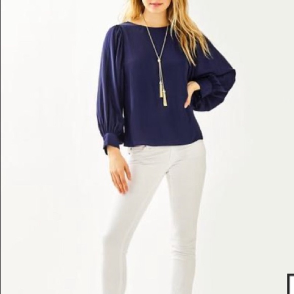 Lilly Pulitzer Maisel Navy Top NWT